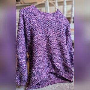 Anthropologie Raga metallic chunky knit crewneck pullover sweater (M)